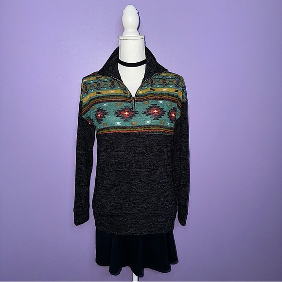 NEW Boutique Aztec Quarter Zip Pullover - Picture 2 of 11